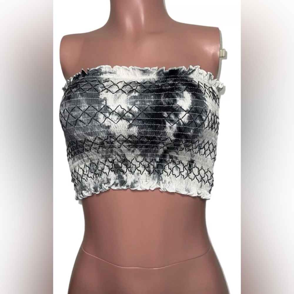 Y2K 90's STYLE White Smocked Crop tube Top festival beach Vacay party Coquette